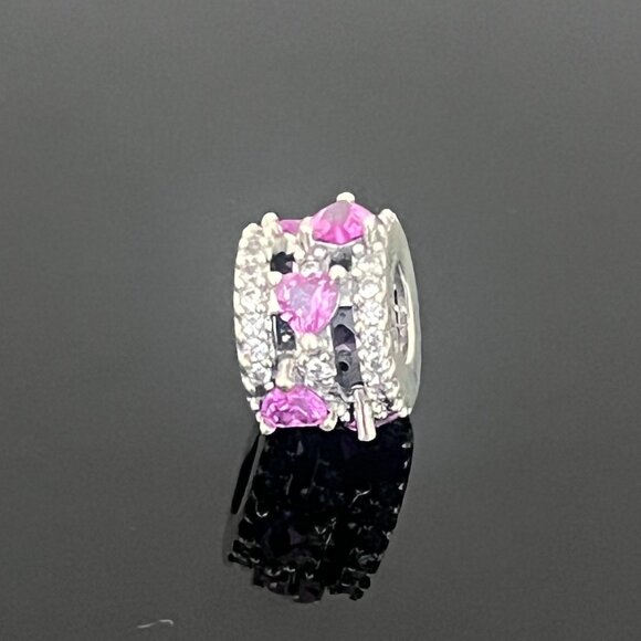 Pandora Sparkling Triple Halo Hearts Charm - Picture 2 of 4